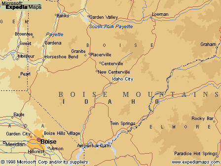 Map from Boise to Gold Mine